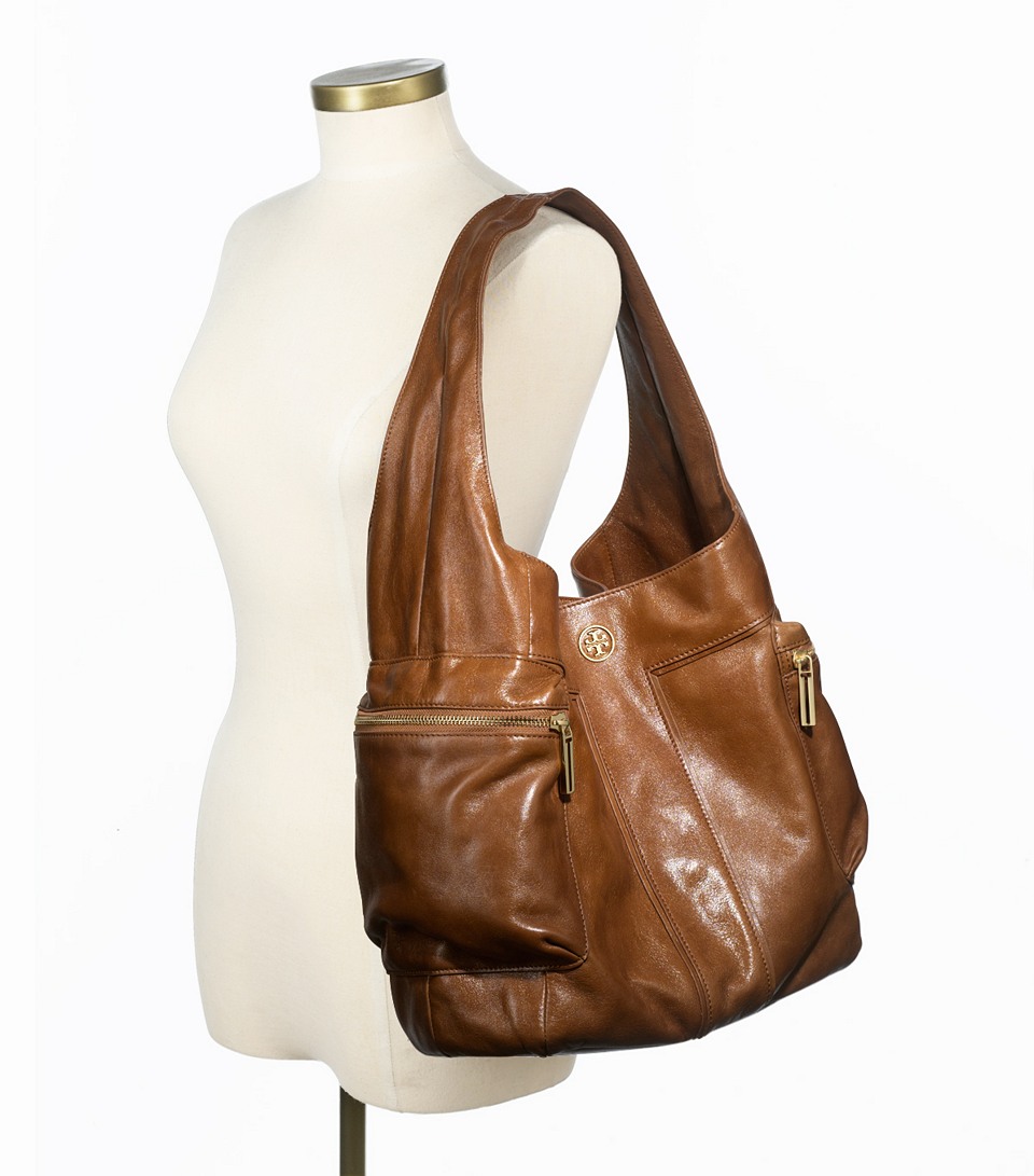 Tory Burch Mcgraw Extra Large Leather Hobo Bag Brown | semashow.com