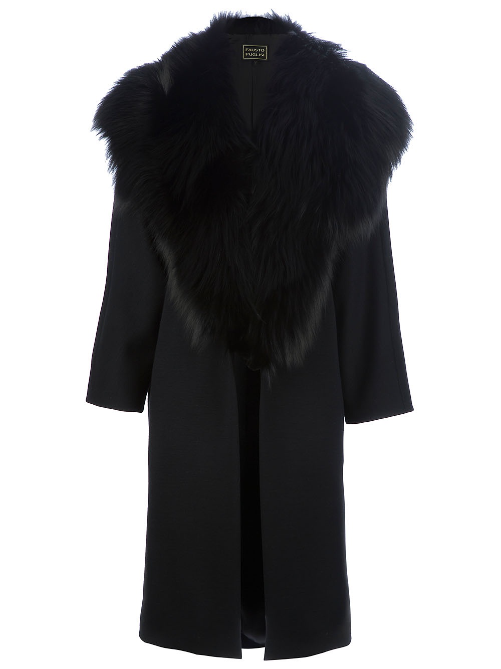 Fausto Puglisi Wide Fur Collar Coat in Black | Lyst