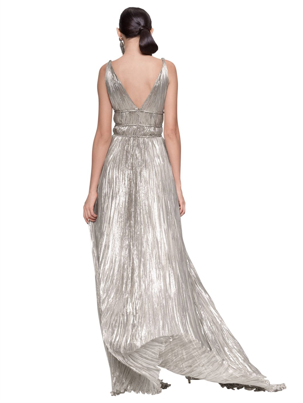 Lyst - Oscar De La Renta Lame Pleated Goddess Gown in Gray