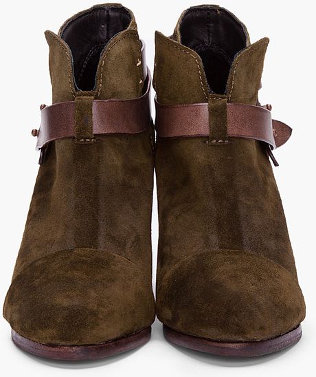 Rag & Bone Olive Suede Harrow Boots in Brown (olive) | Lyst