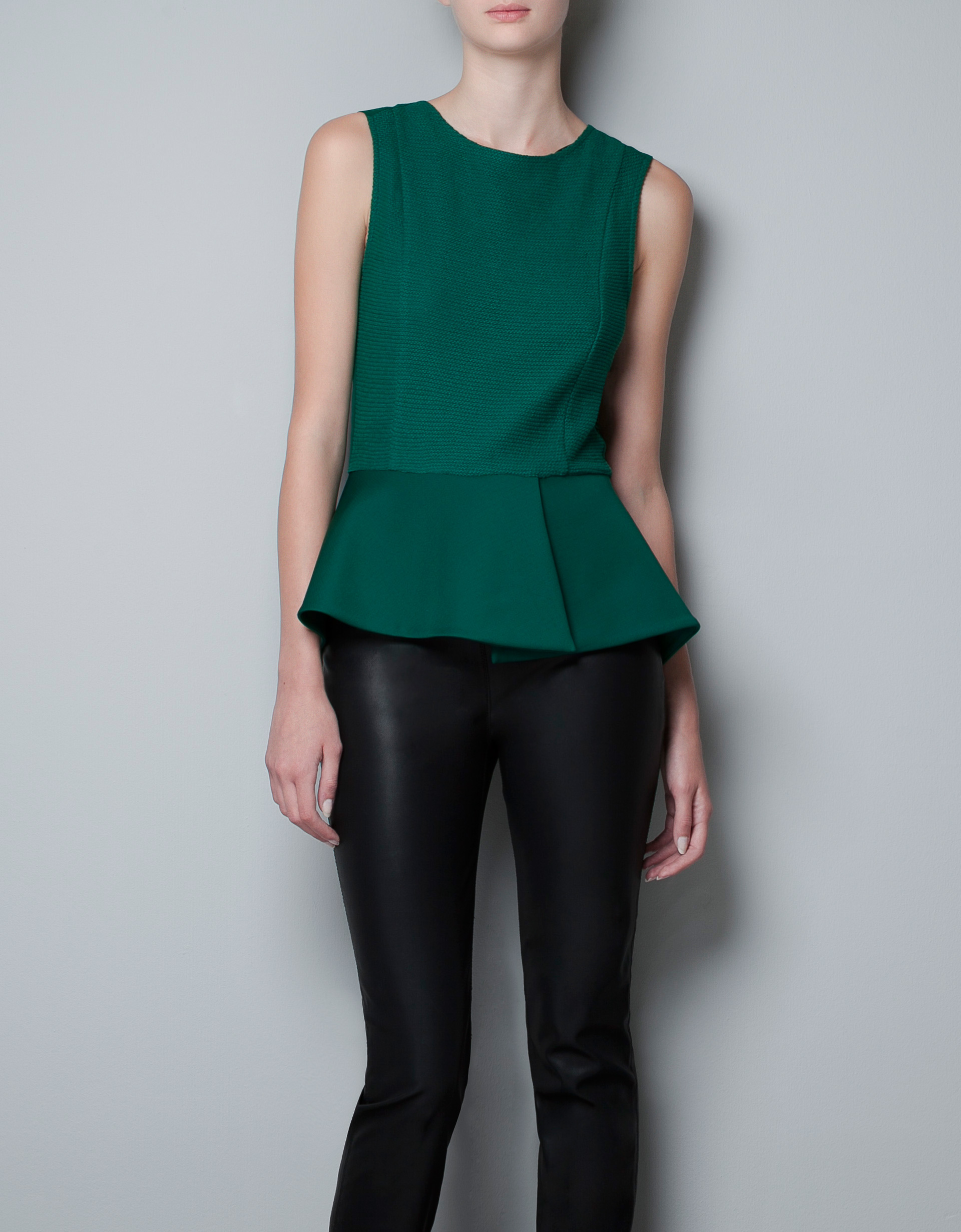 Zara Embroidered Frill Top In Green | Lyst