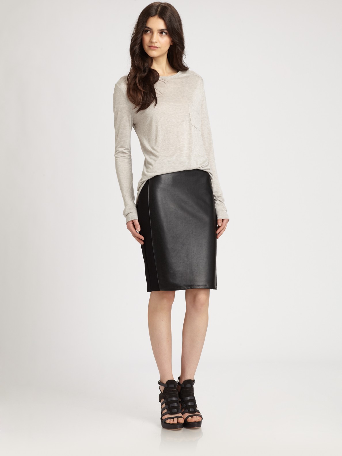 Bailey 44 He Sat Faux Leather Skirt in Black | Lyst