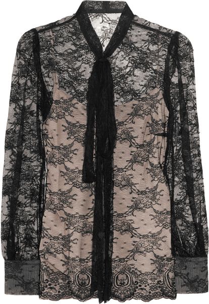 Red Valentino Lace Blouse in Beige (black) | Lyst