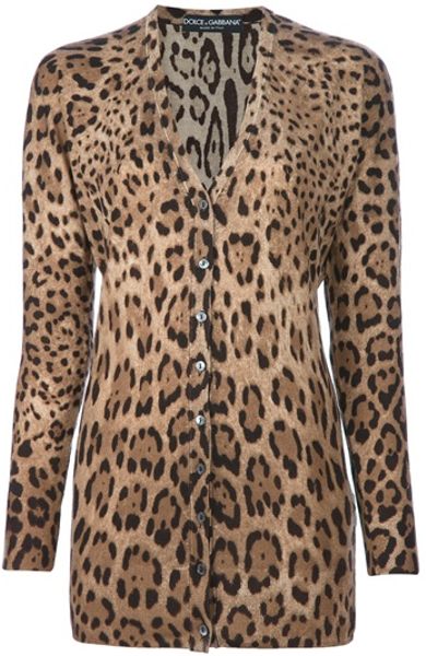 Dolce & Gabbana Leopard Print Cardigan in Brown (leopard) | Lyst