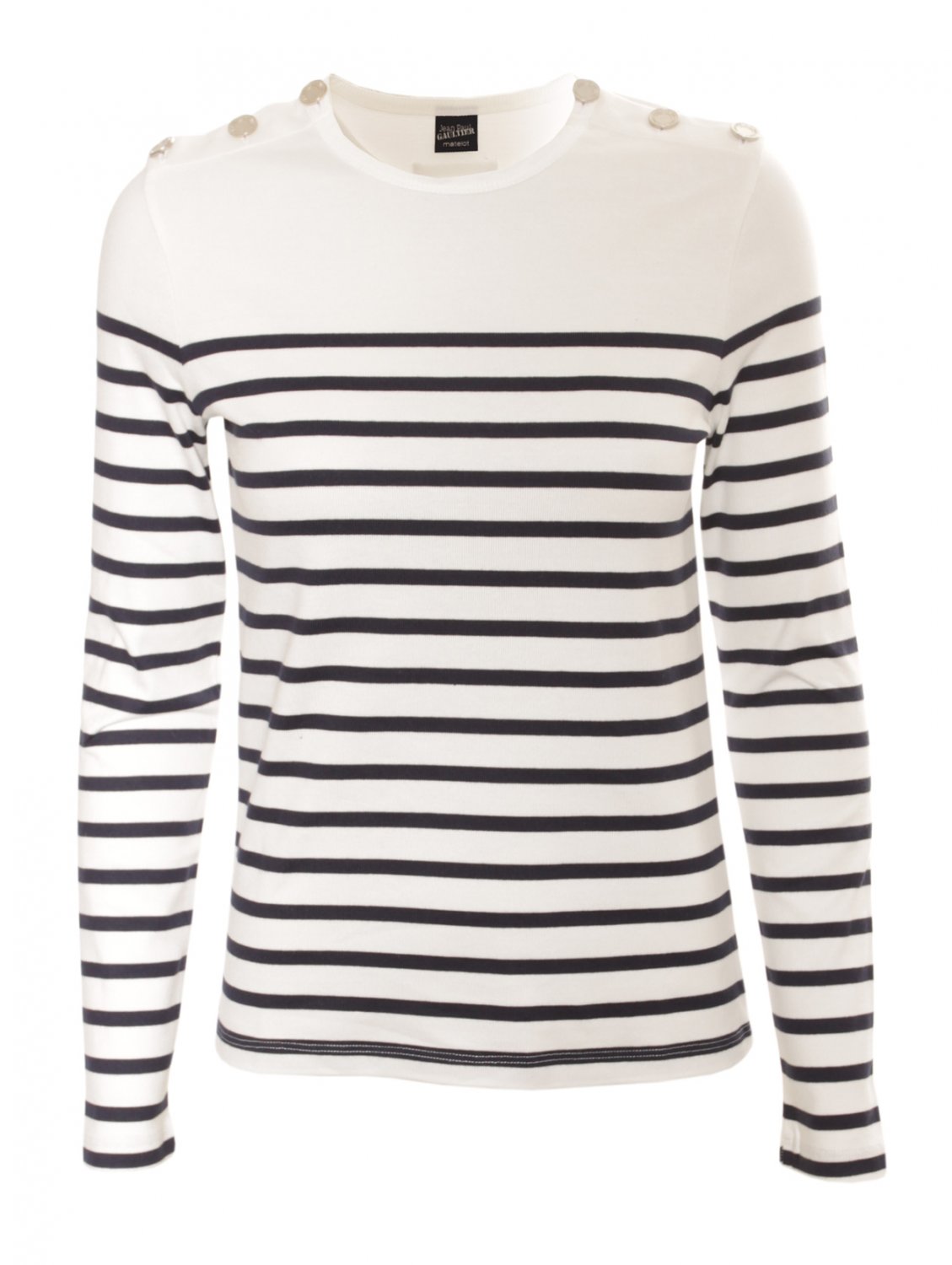 Jean Paul Gaultier Stripe Button Detail Ls Tshirt Navywhite in Beige ...