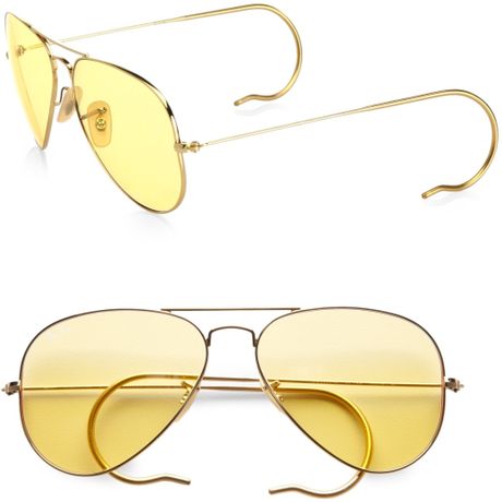 Ray-ban Ambermatic Shooter Metal Aviator Sunglasses in Gold | Lyst