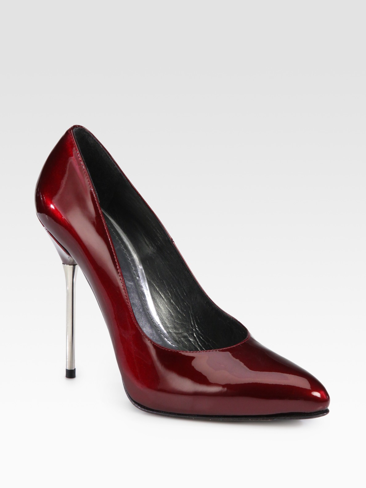 Lyst - Stuart weitzman Dagger Patent Leather Metal Heel Pumps in Red