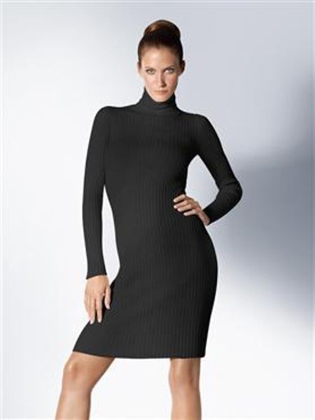 Wolford Merino Rib Dress Turtleneck in Black | Lyst