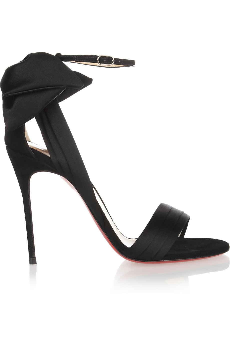 Christian louboutin Vampanodo Satin and Suede Sandals in Black | Lyst