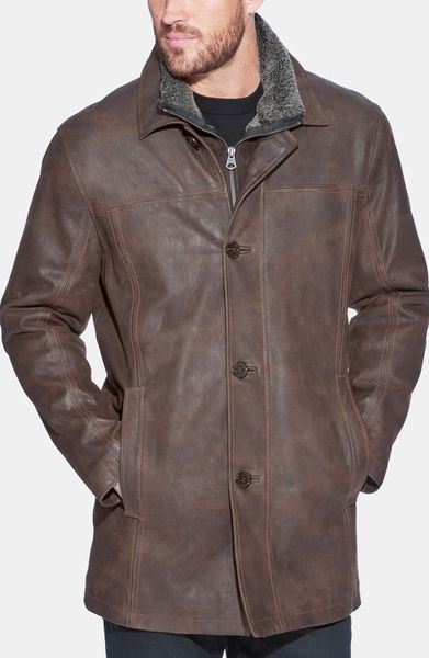 Andrew Marc Destino Distressed Leather Jacket in Brown for Men | Lyst