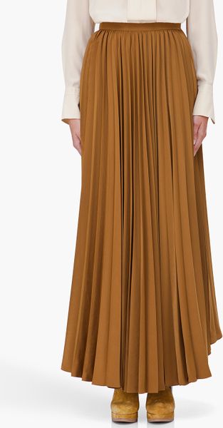 Kenzo Long Bronze Pleated Skirt in Brown (bronze) | Lyst