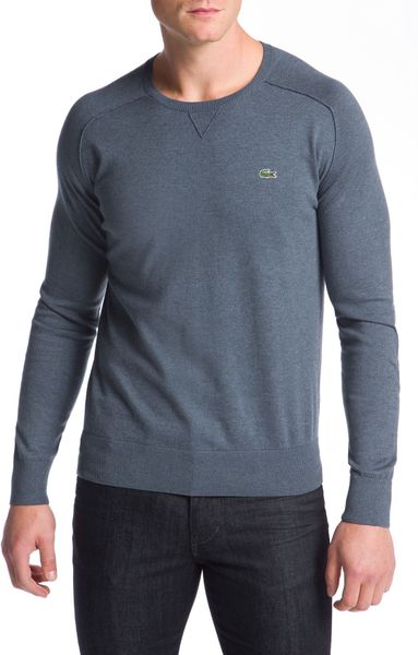 Lacoste Cotton Cashmere Crewneck Sweater in Blue for Men (light dolphin ...