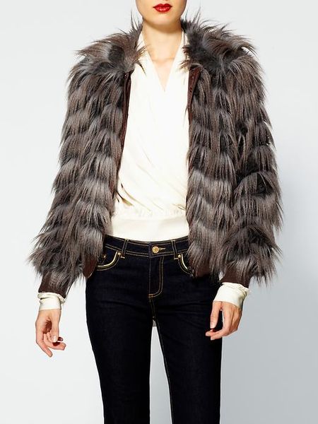 Rachel Zoe Darcy Vintage Raccon Fur Bomber Jacket in Gray (grey) | Lyst
