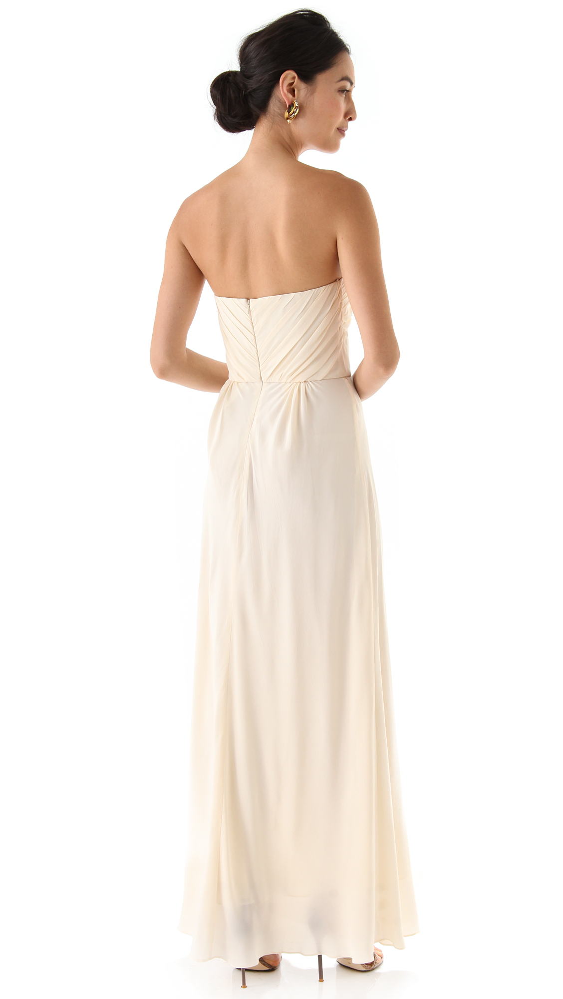 strapless ruched gown