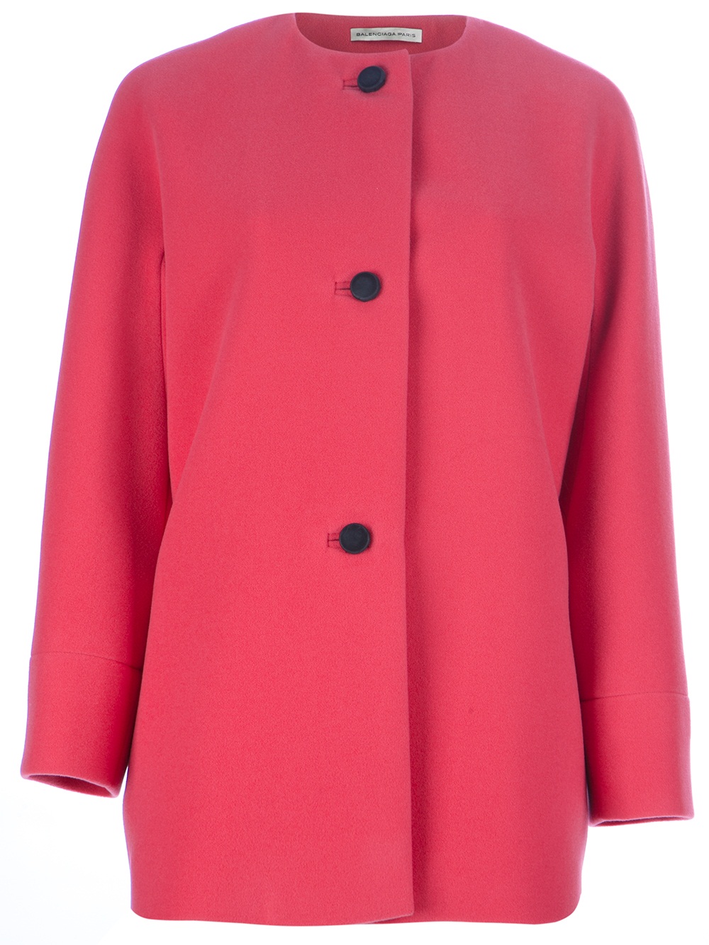 Balenciaga Jewel Neck Buttoned Coat in Pink | Lyst