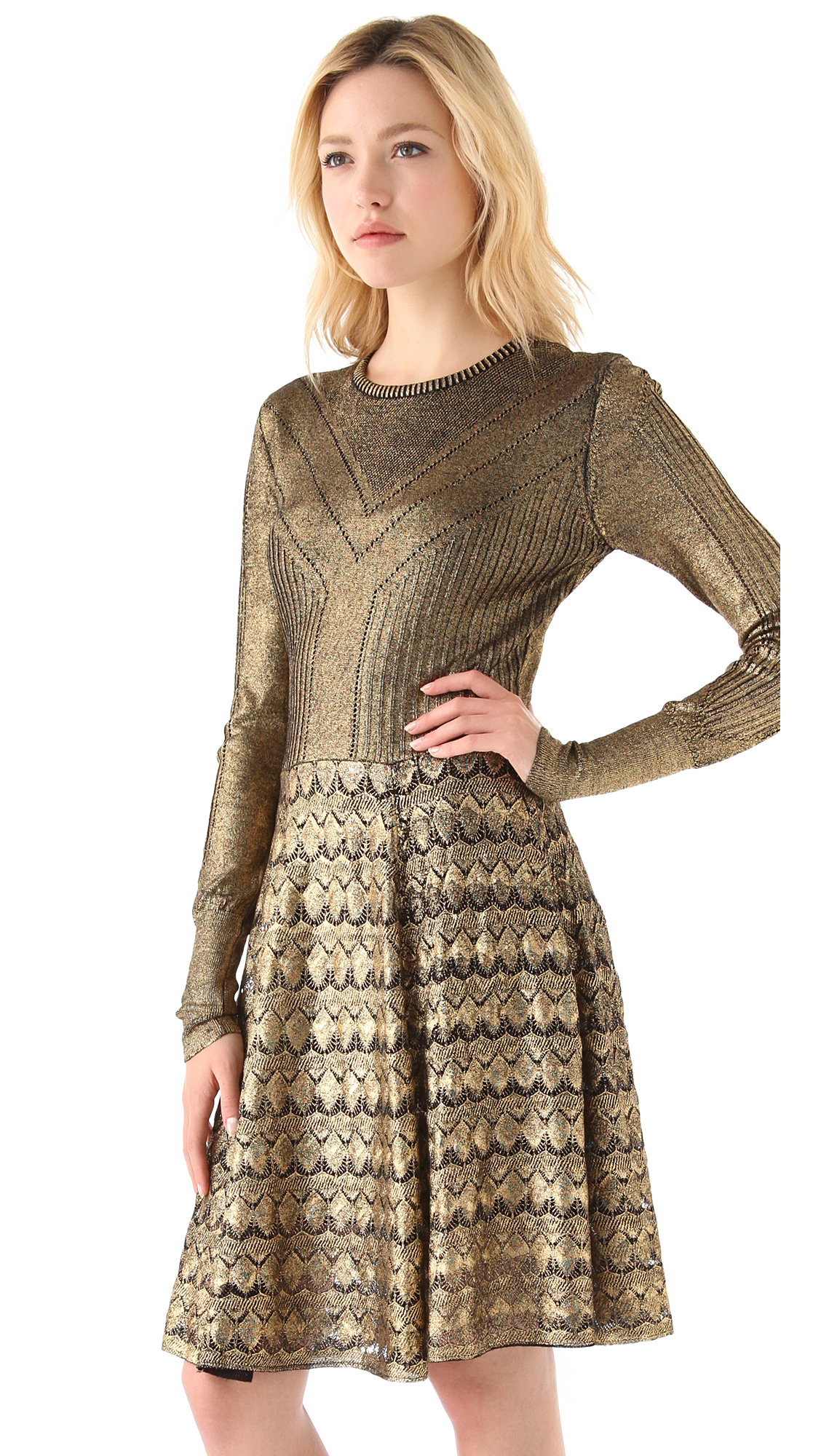 Lyst Temperley london Foil Sweater  Dress  in Metallic