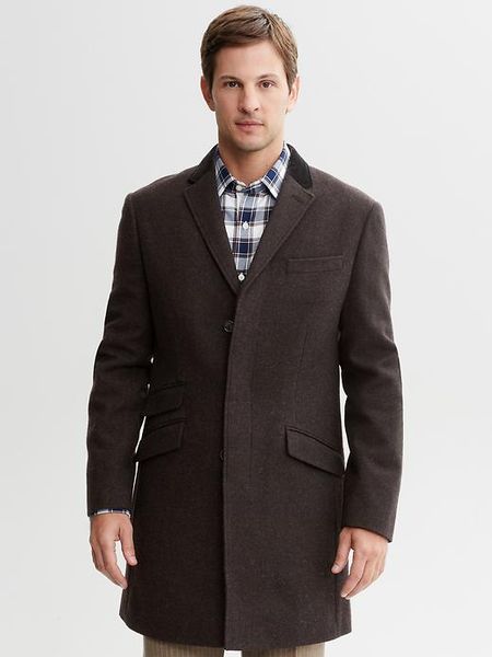 Banana Republic Brown Wool Topcoat in Brown for Men (brown heather) | Lyst