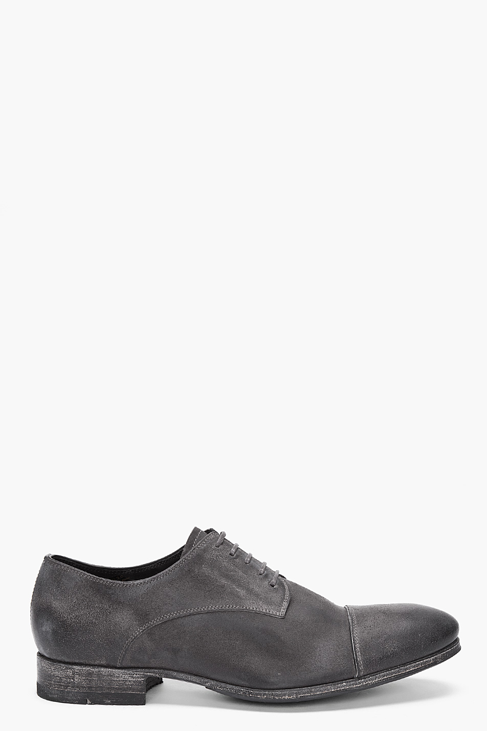 Lyst Ndc Charcoal Distressed Leather Derby Dress Shoes in Gray for Men