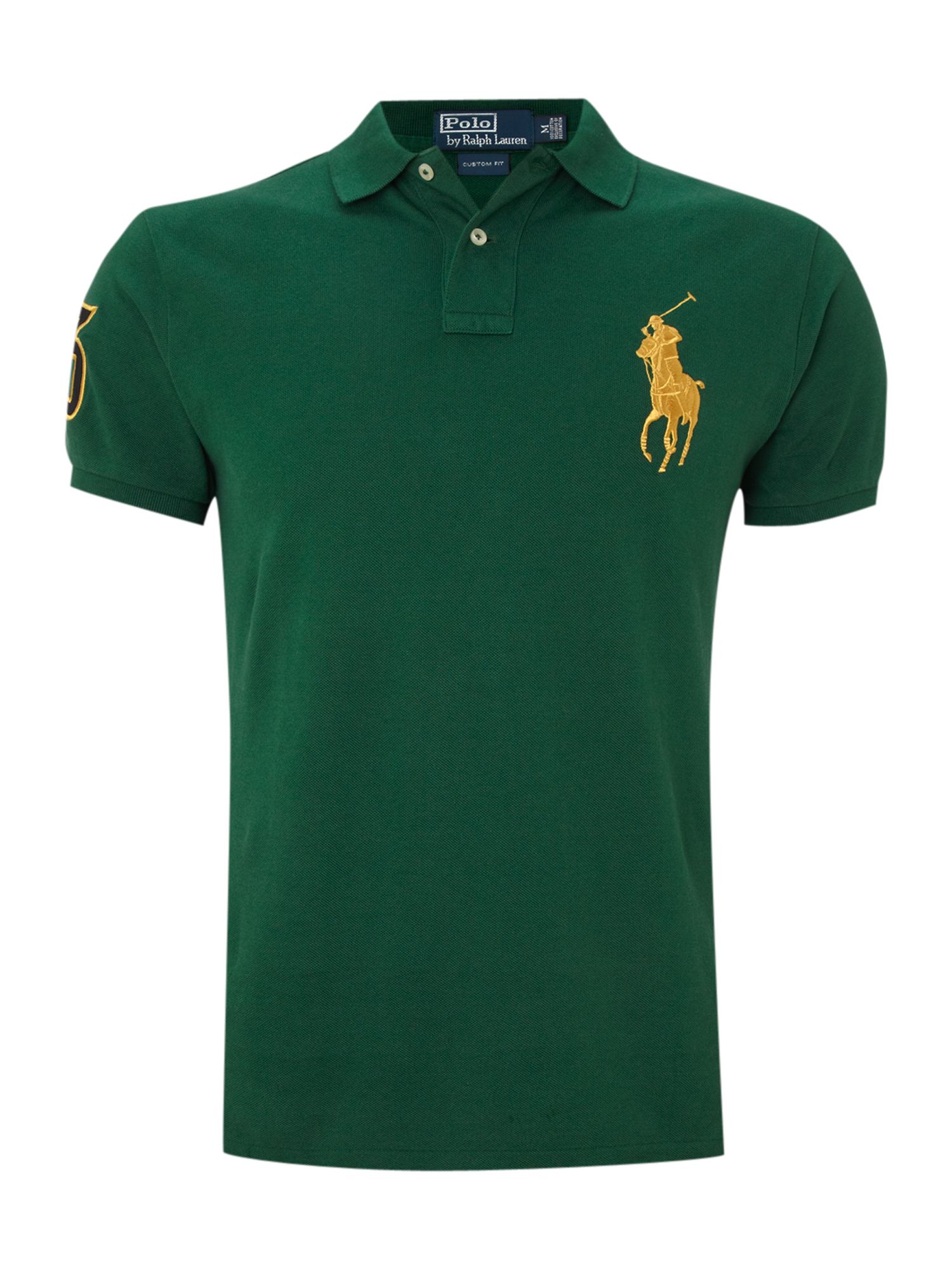 Polo ralph lauren Custom Fitted Gold Big Pony Polo Shirt in Green for ...