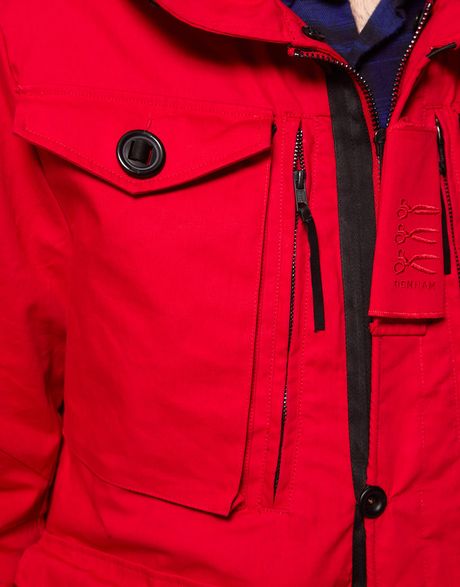 Denham Hooded Jacket with Multiple Pockets in Red for Men | Lyst