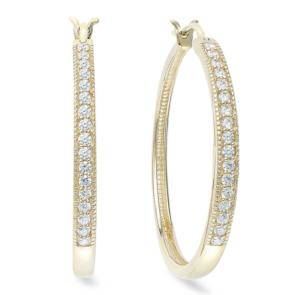 Palladium Yellora Diamond Hoop Earrings 12 Ct Tw in Gold | Lyst