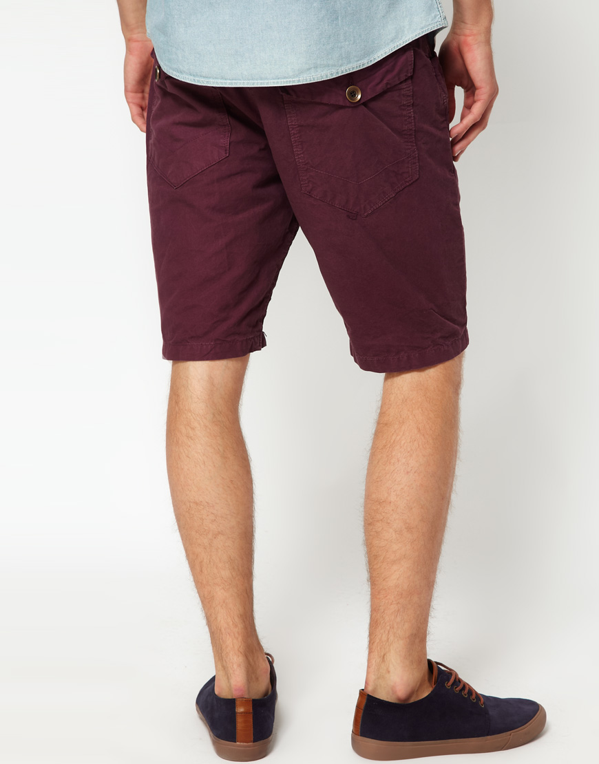 mens purple chino shorts