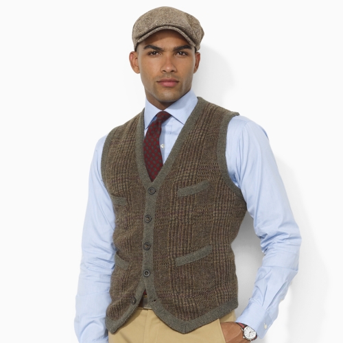 Polo Ralph Lauren Wool Glen Plaid Vest in Gray for Men (olive glenplaid ...