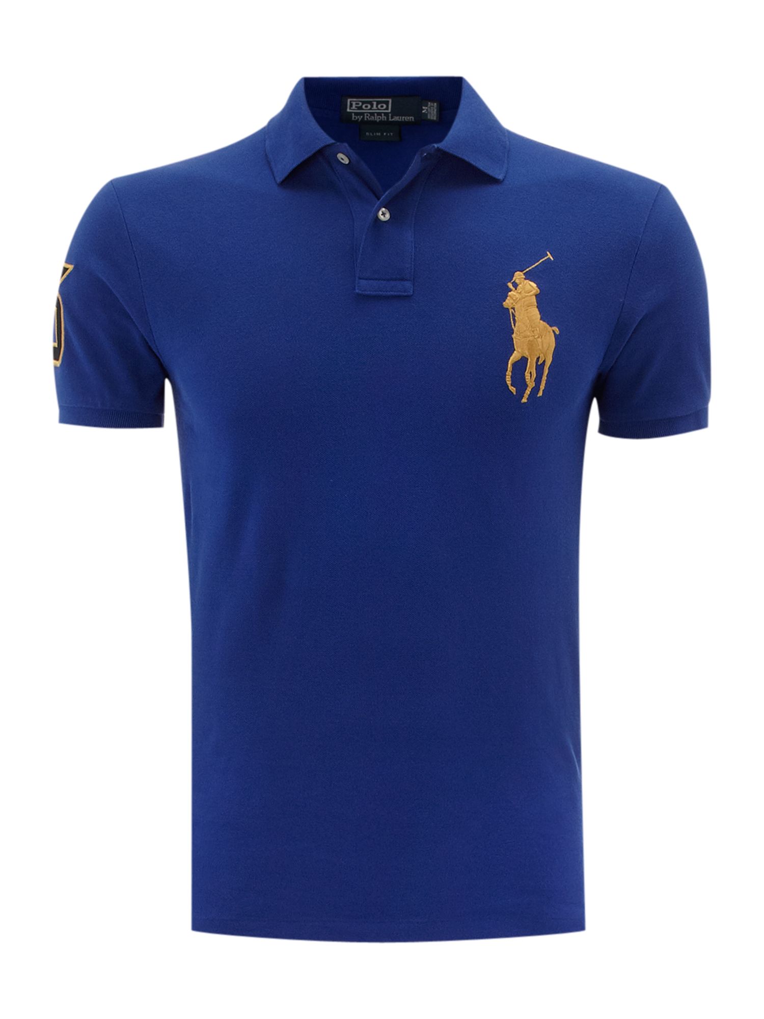 Polo ralph lauren Slim Fitted Gold Big Pony Polo Shirt in Blue for Men ...