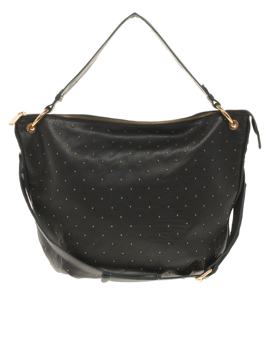 black studded slouch bag