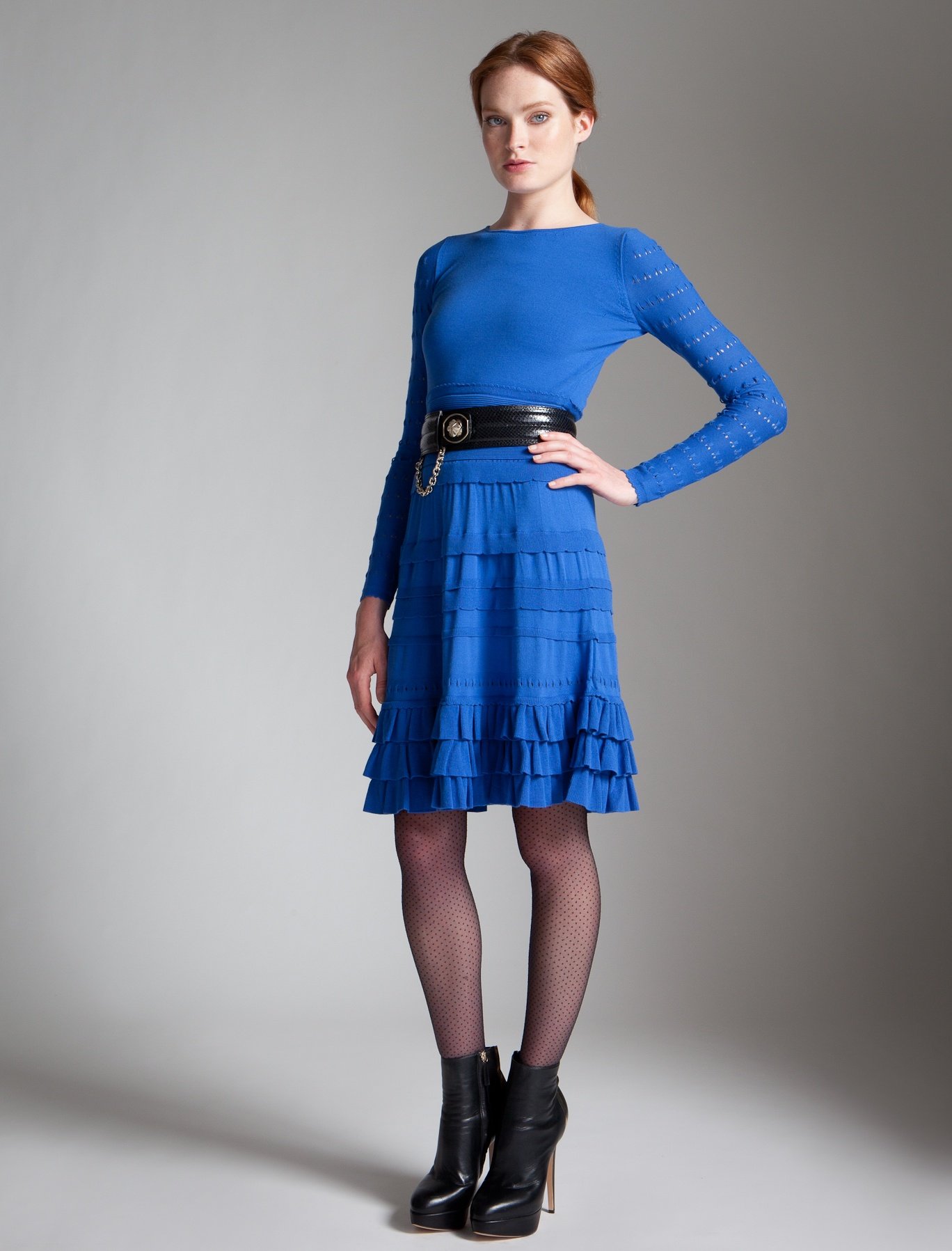 Temperley london Canterbury Knit Frill Dress in Blue | Lyst