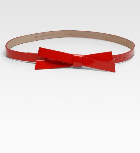 Kate Spade Patent Leather Bow Belt in Red | Lyst