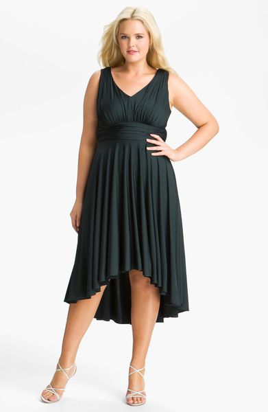 Suzi Chin For Maggy Boutique Vneck Jersey Dress in Black (deep forest ...