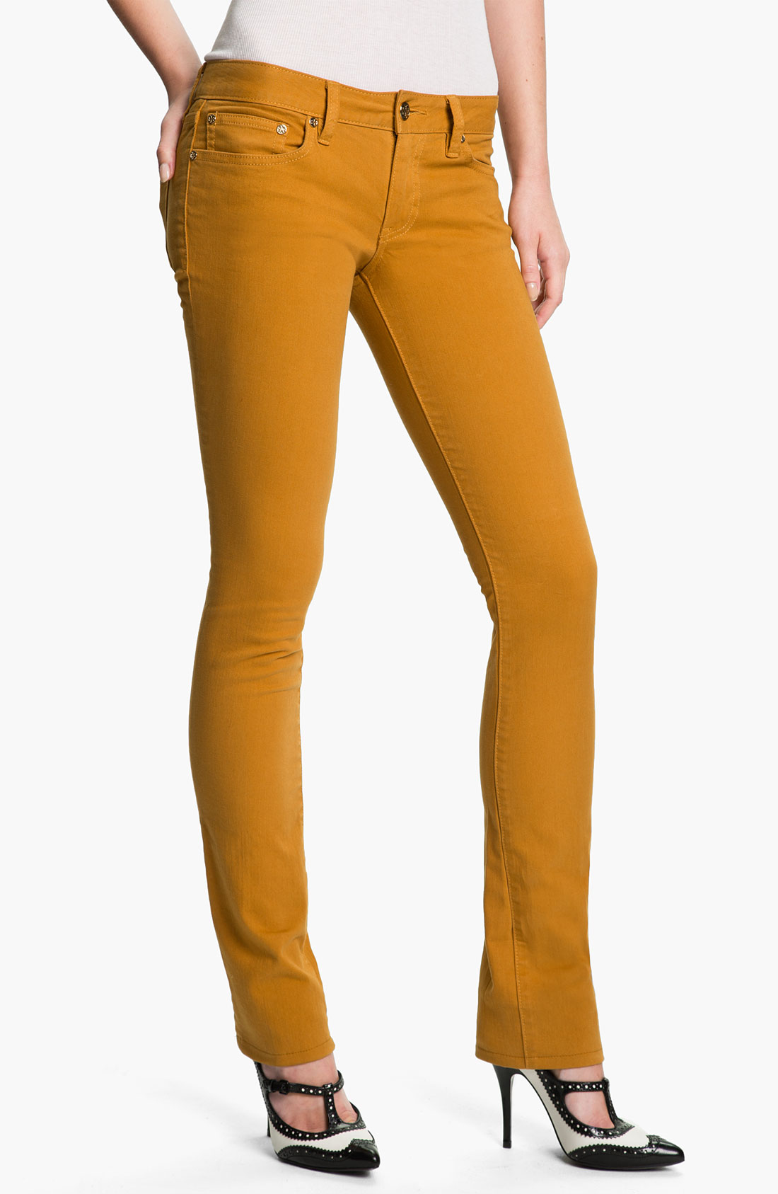 Tory Burch Ivy Skinny Stretch Jeans in Yellow (yellow spice) | Lyst