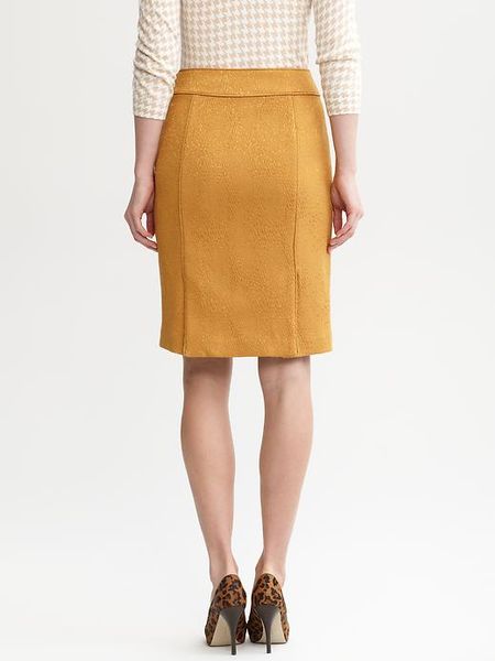 Banana Republic Solid Textured Pencil Skirt in Yellow (spicy yellow ...
