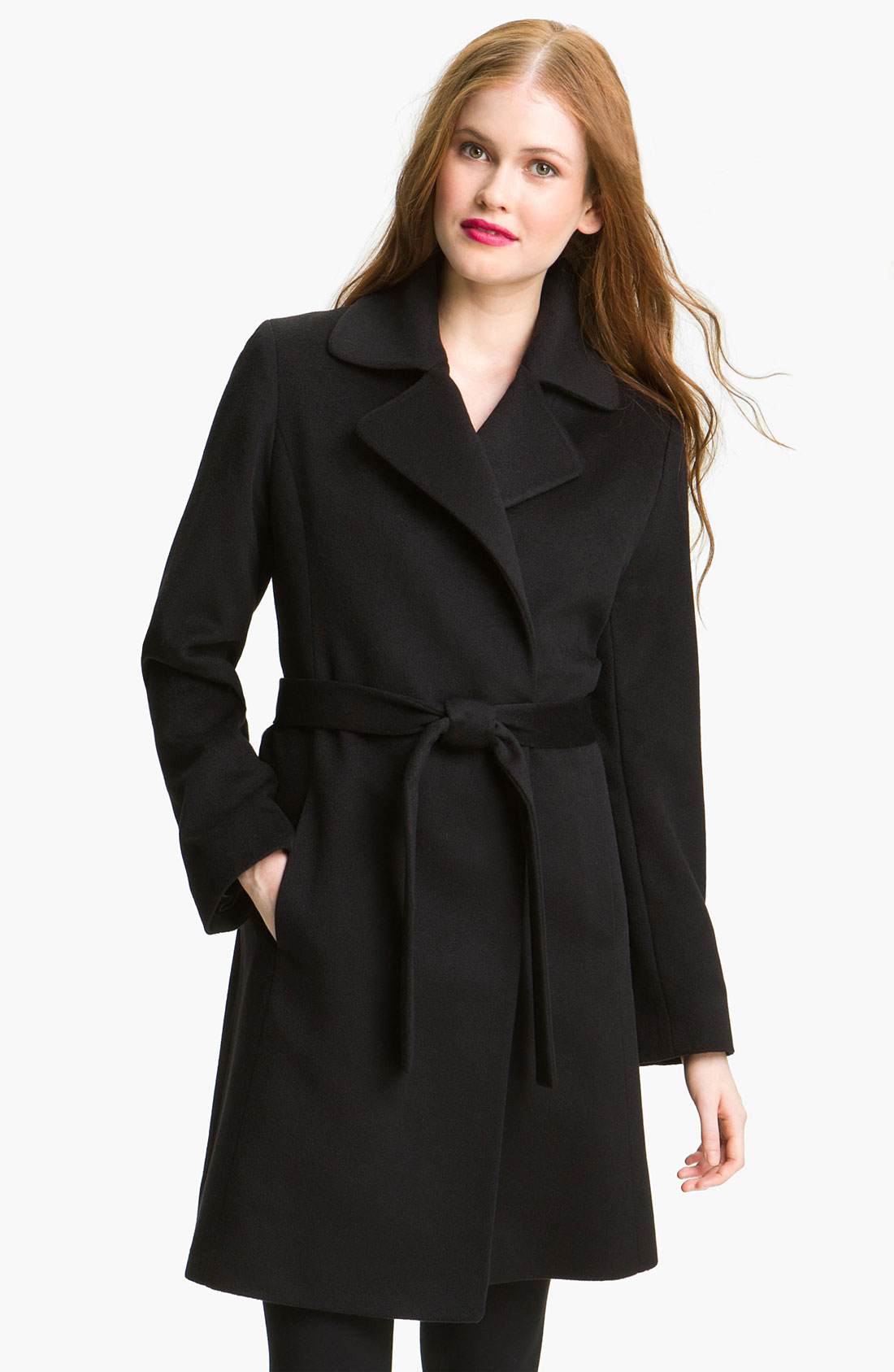 Fleurette Cashmere Wrap Coat in Black | Lyst
