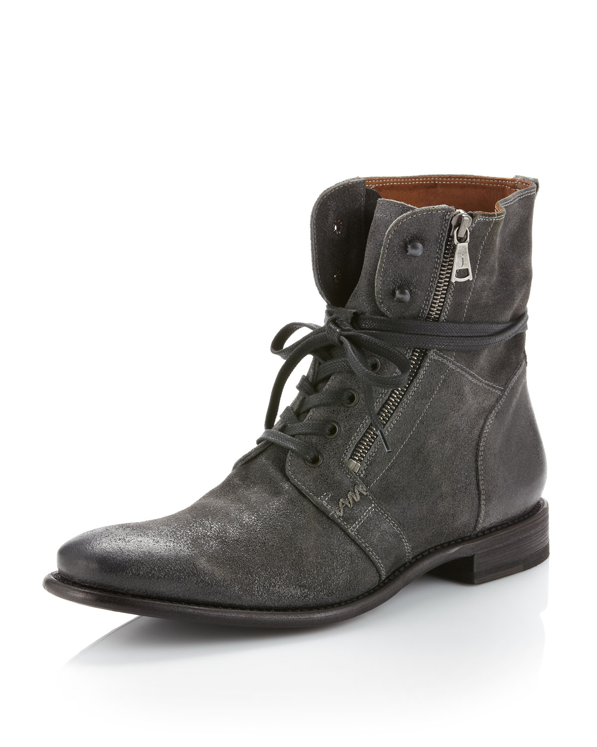 John Varvatos Distressed Suede Boot In Gray For Men | Lyst