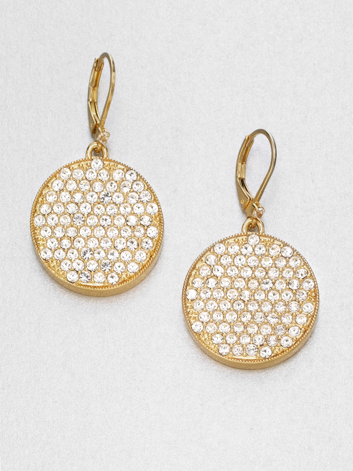 Pave Diamond Disc Earrings Paradise 14k Rose Gold Pave Set Diamond Disk Source Lyst Kate Spade New York Pav Disc Drop Earrings In Metallic