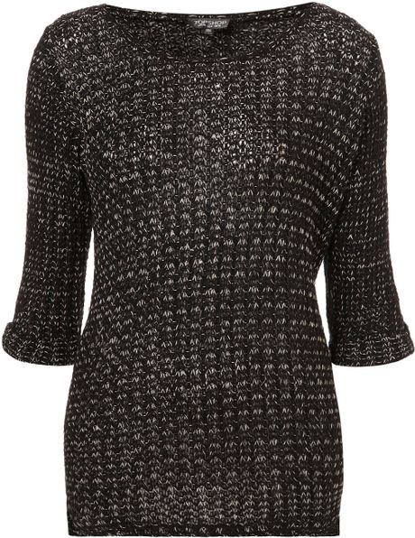 Topshop Knitted Open Stitch Jumper in Black | Lyst