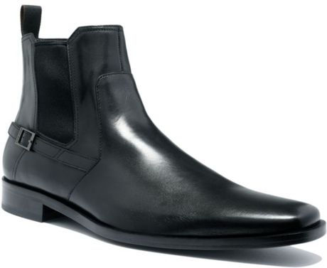 Hugo Boss Laxis Side Buckle Chelsea Boots in Black for Men | Lyst