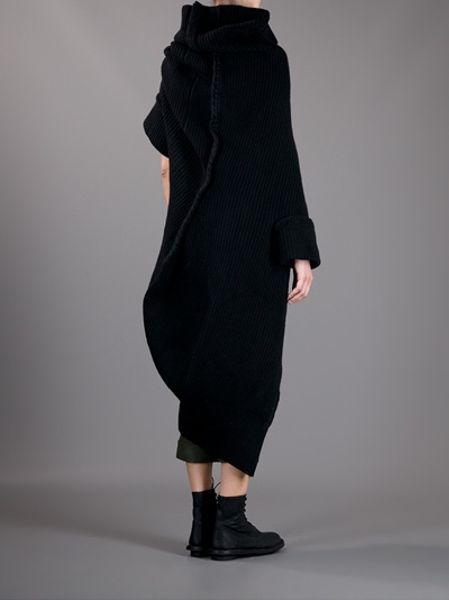 Yohji Yamamoto Asymmetric Sweater in Black | Lyst