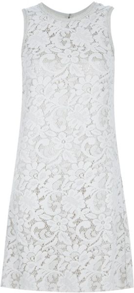 Dolce & Gabbana Lace Shift Dress in White (cream) | Lyst