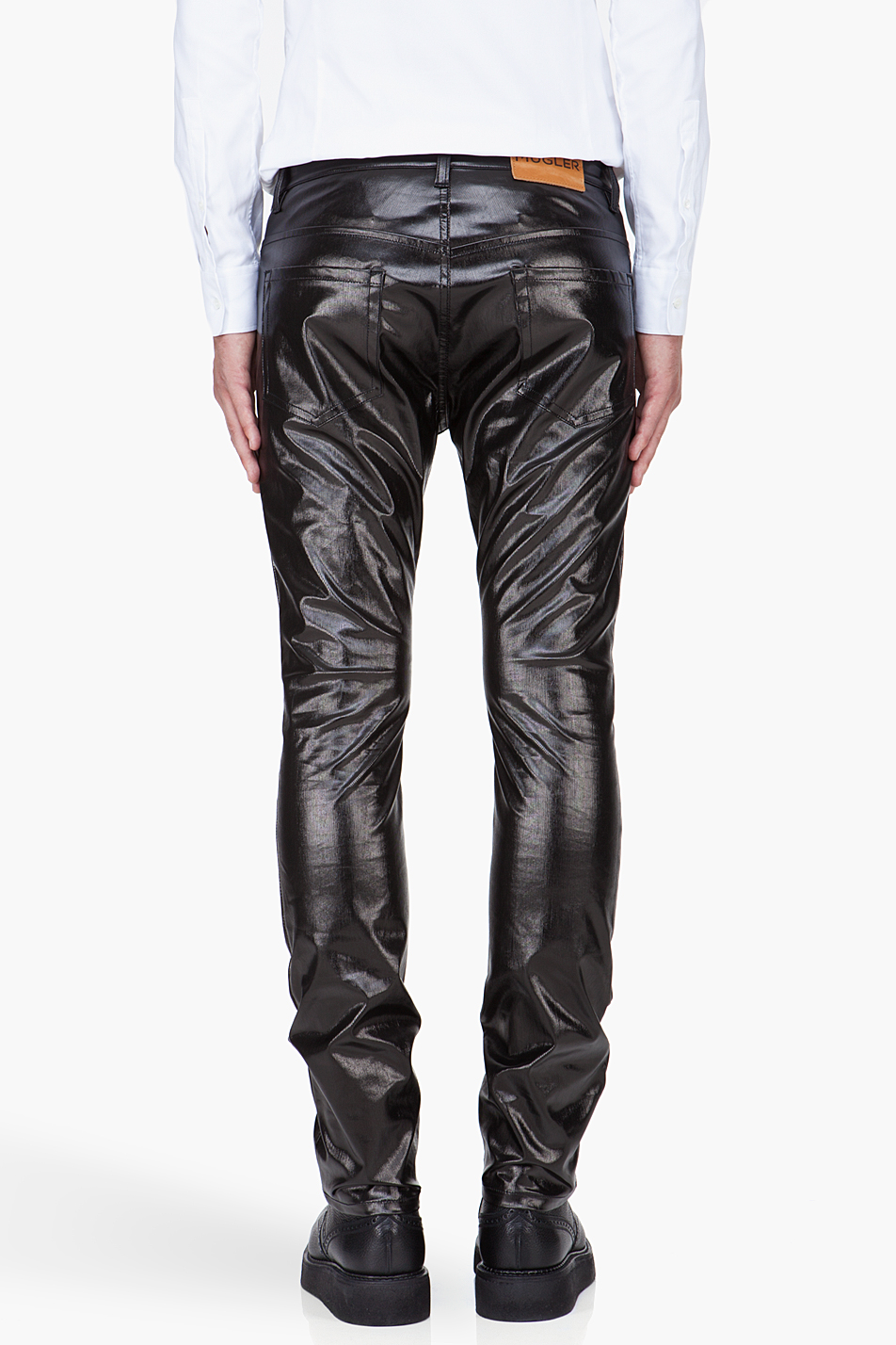 Lyst - Mugler Faux Leather Pants in Black for Men