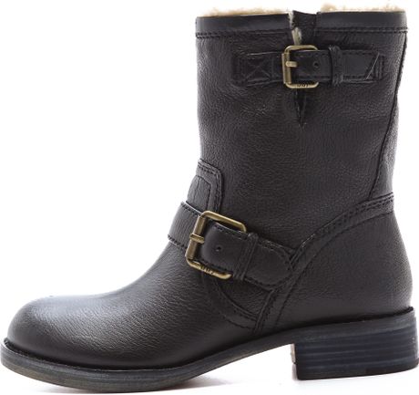 Marc By Marc Jacobs Shearling Lined Leather Biker Boots in Black | Lyst