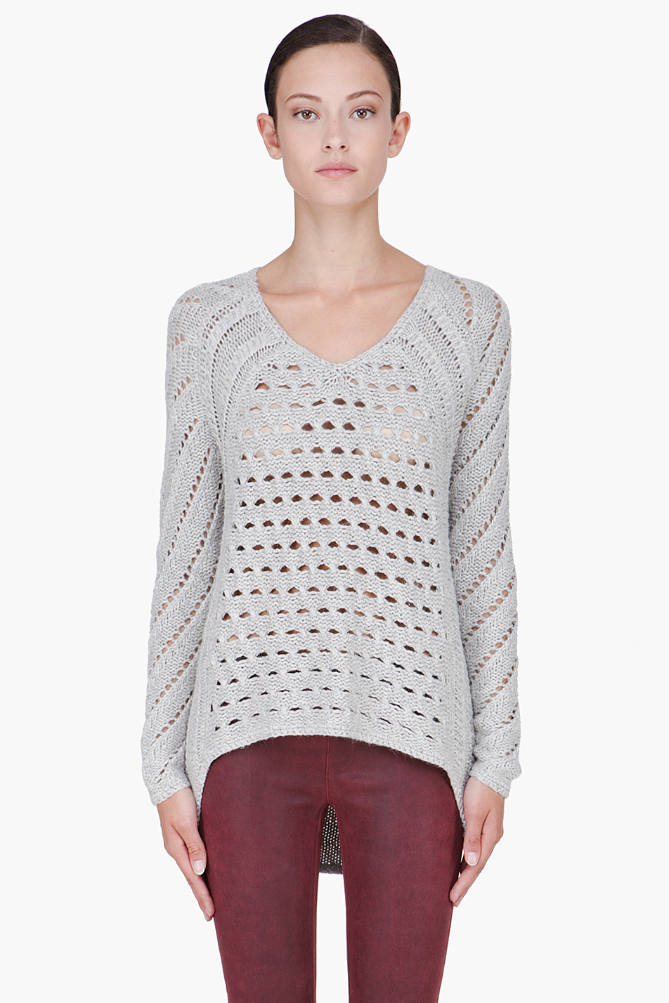 Lyst - Helmut Lang Light Grey Knitted Sweater in Gray