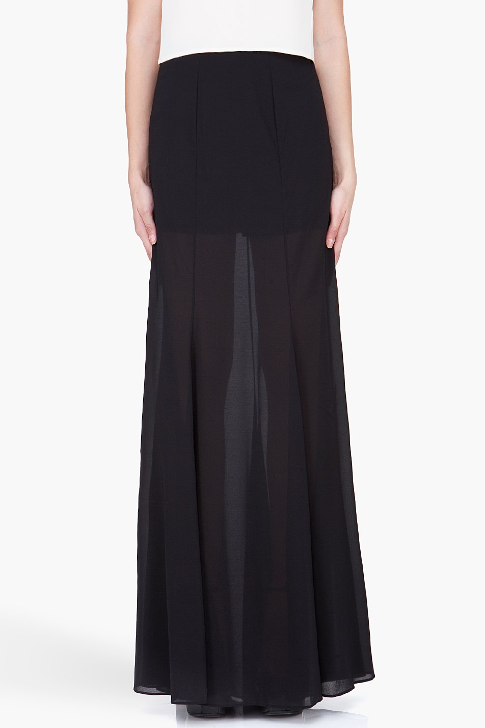 Theyskens' Theory Long Black Silk Skirt in Black | Lyst