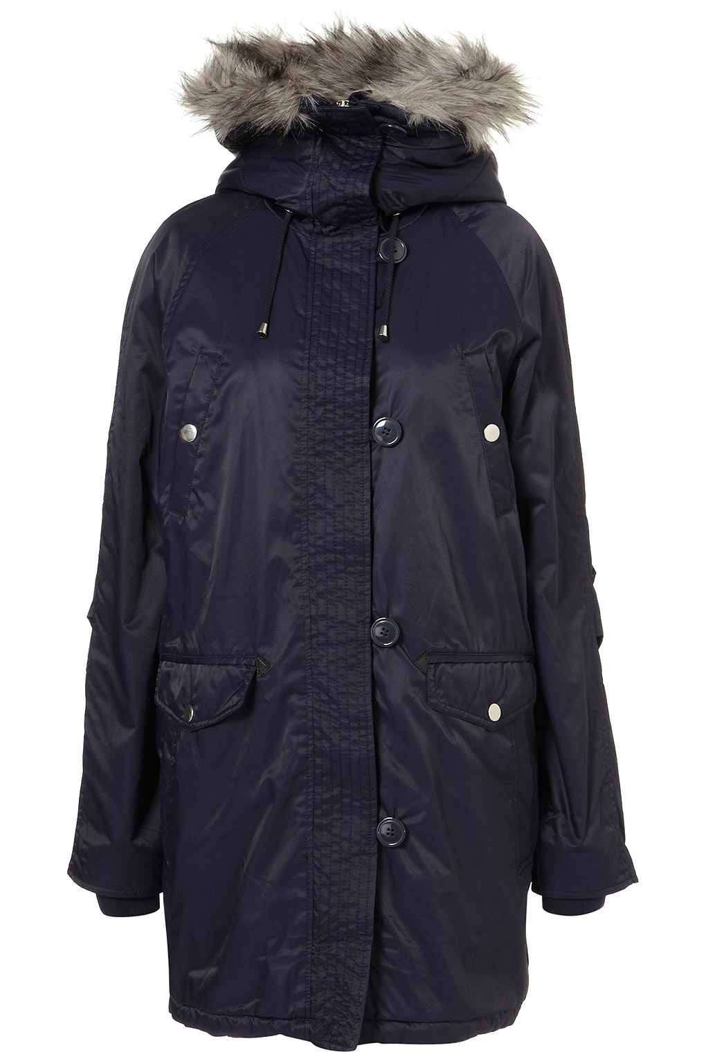Topshop Luxe Nylon Parka in Blue (navy blue) | Lyst