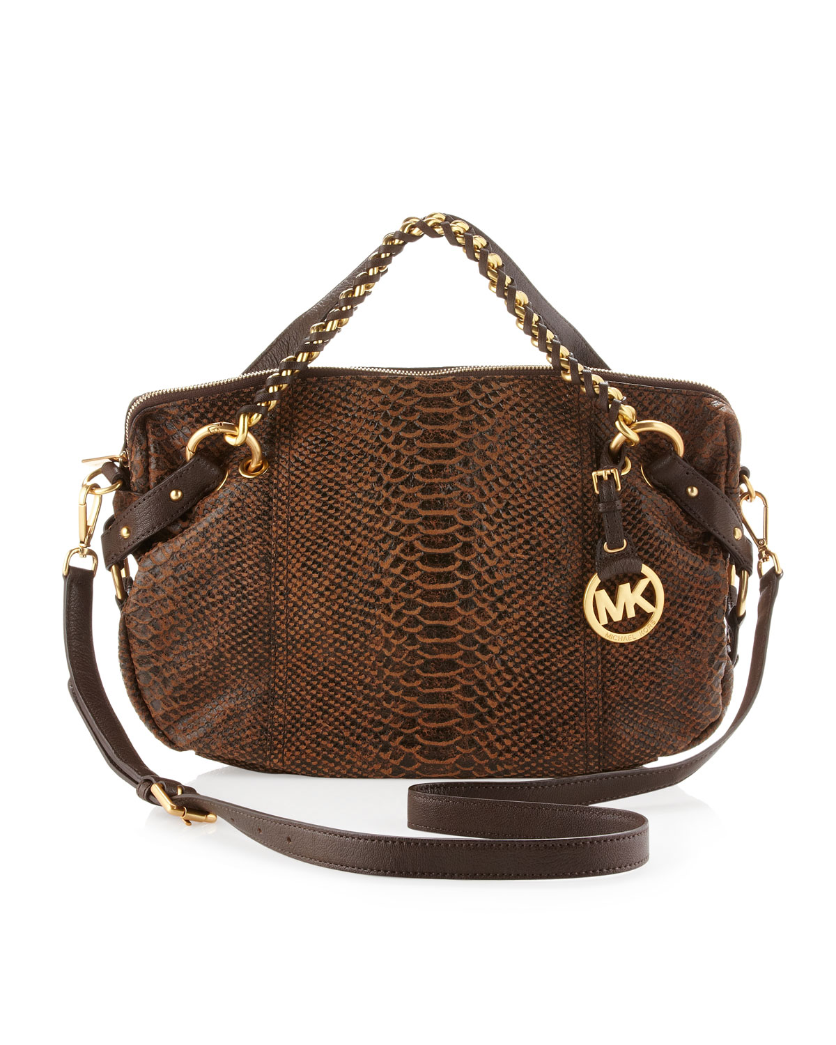 michael michael kors lenox large python embossed leather satchel