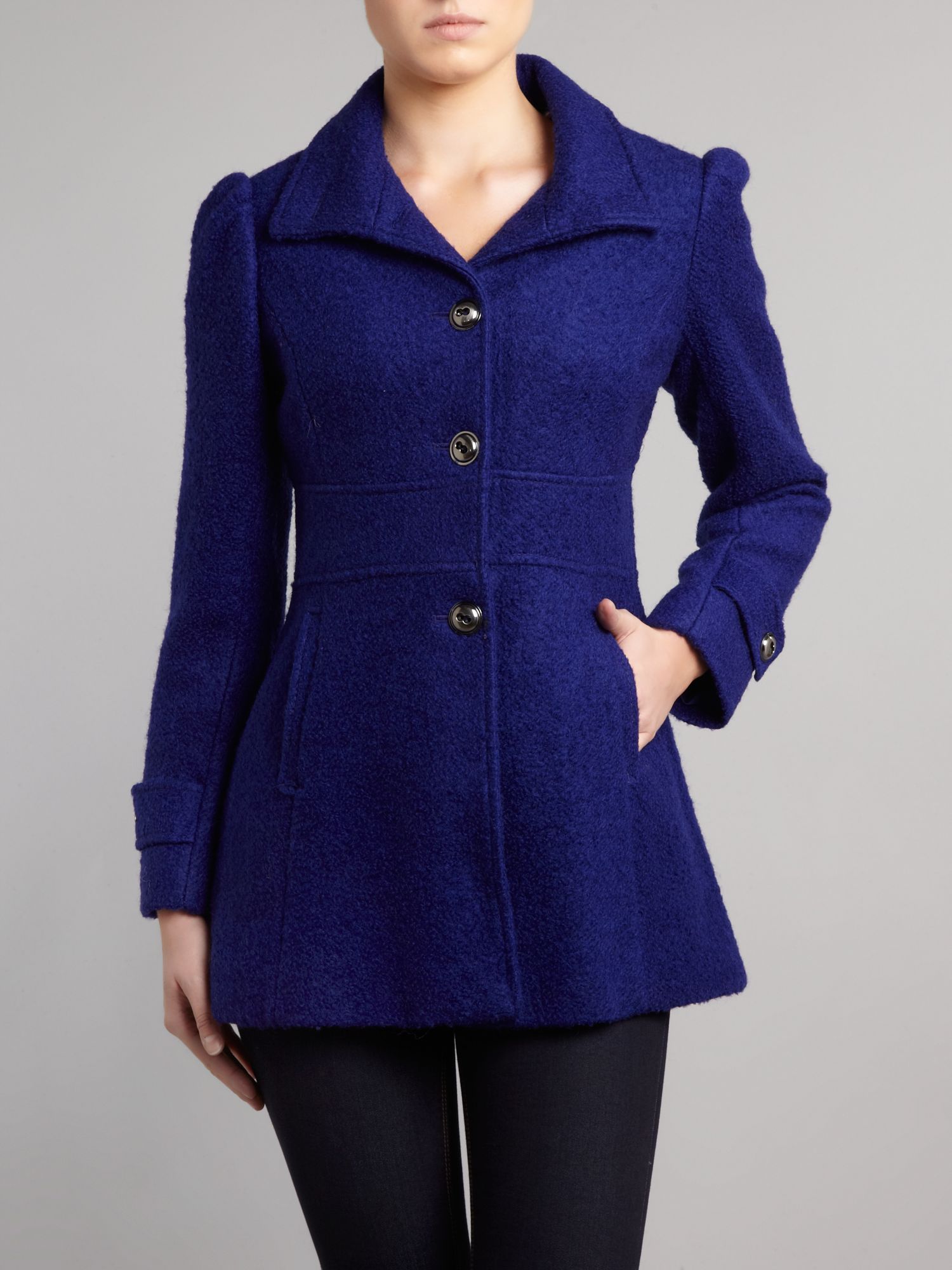 Single breasted wool blend coat