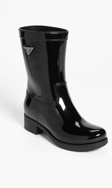Prada Rubber Rain Boot in Black | Lyst