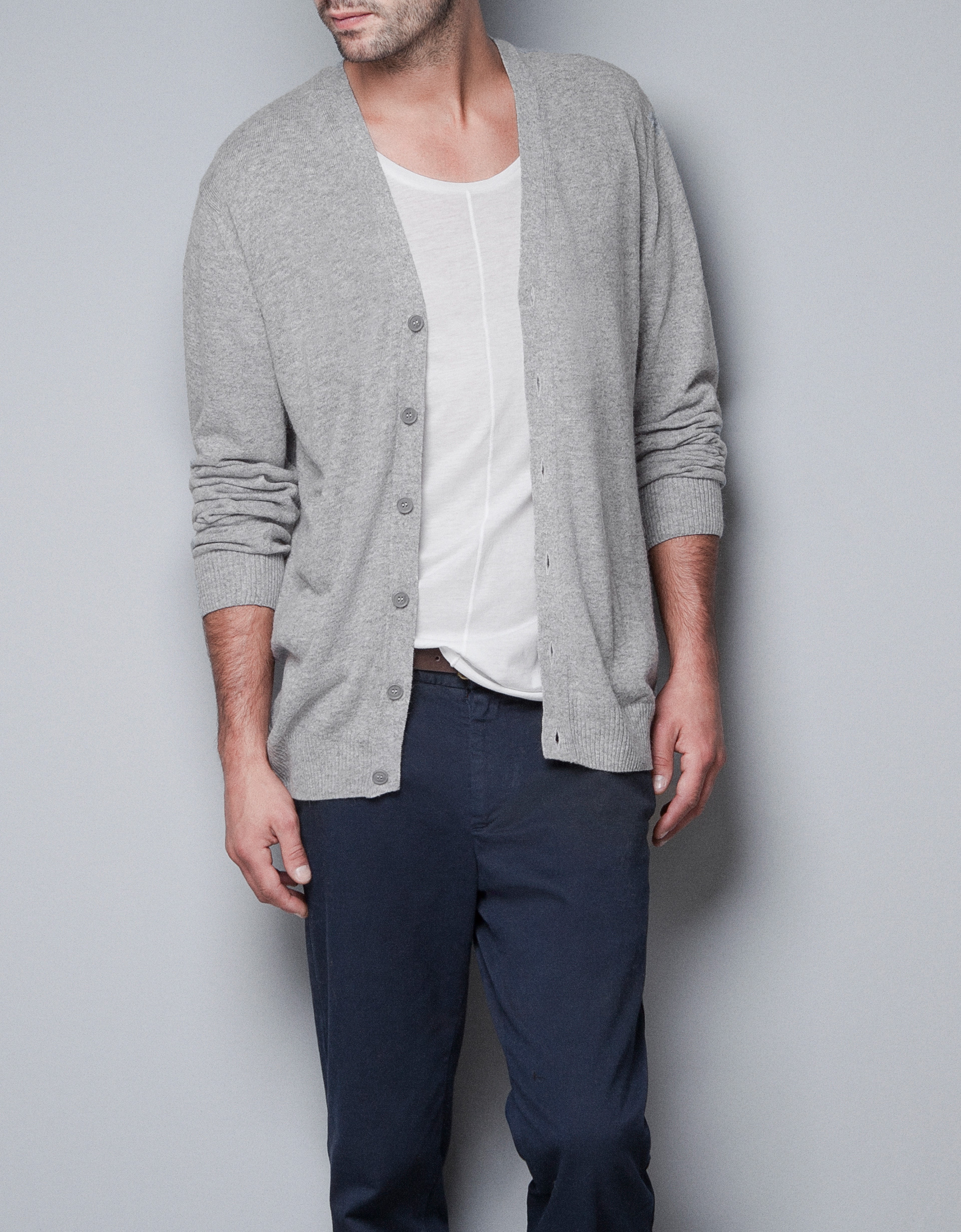  Zara  Viscose Angora Cardigan  in Gray for Men  Lyst